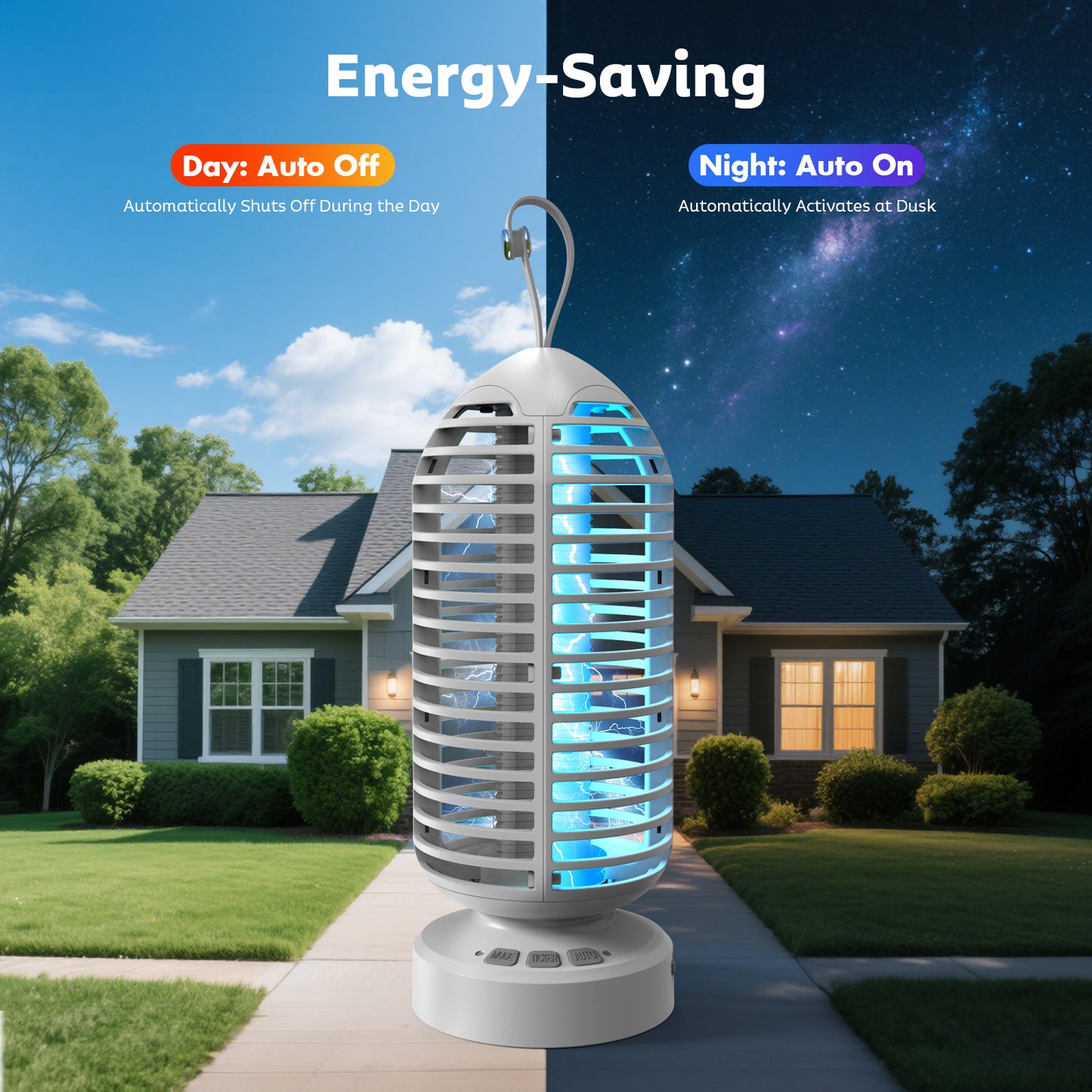 OnBeam Bug Zapper Outdoor, Mosquito Zapper Indoor Electric Fly Zapper Rechargeable Mosquito Killer with Color Changing LED Lights, Auto On/Off, 4000mAh Fly Trap for Home Backyard, Patio, Camping