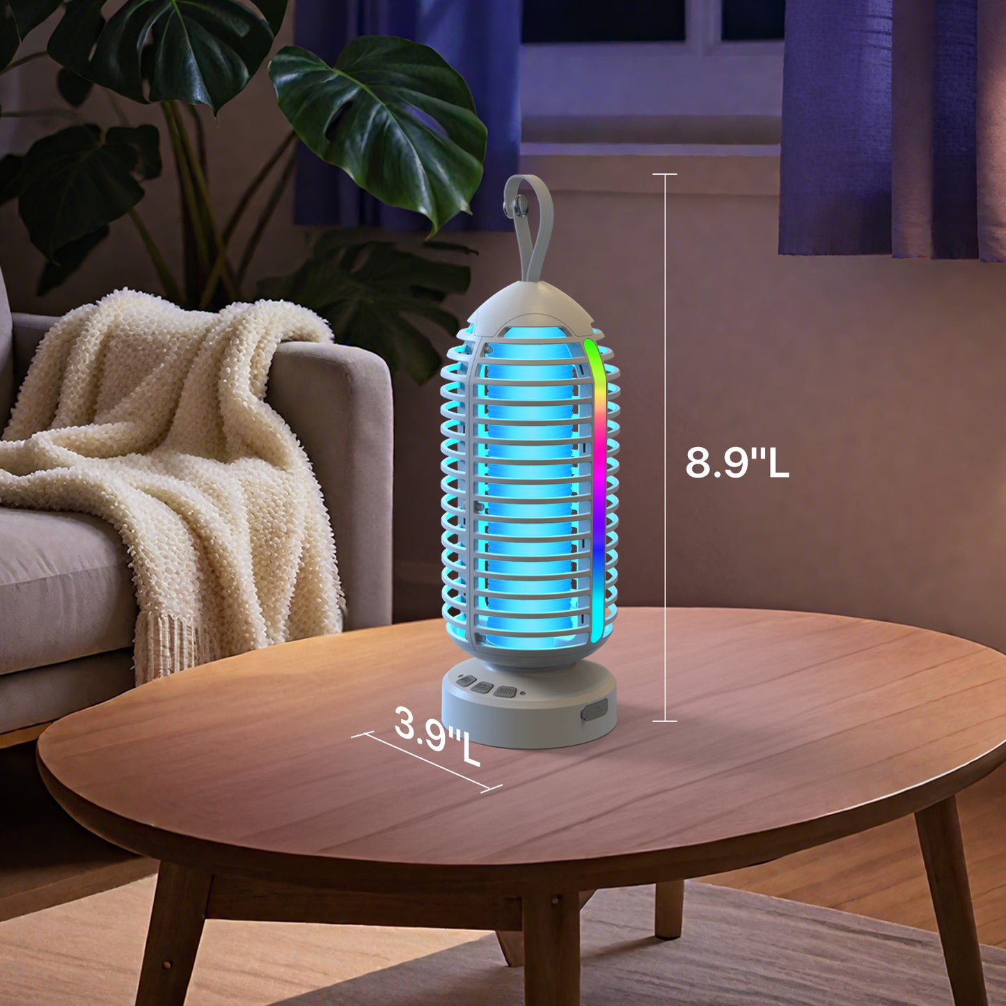 OnBeam Bug Zapper Outdoor, Mosquito Zapper Indoor Electric Fly Zapper Rechargeable Mosquito Killer with Color Changing LED Lights, Auto On/Off, 4000mAh Fly Trap for Home Backyard, Patio, Camping