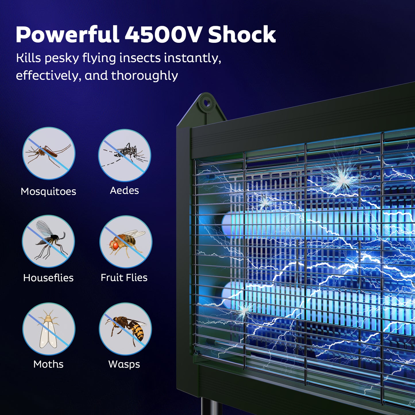 OnBeam Solar Bug Zapper Outdoor, Mosquito Zapper Waterproof Electric Fly Zapper Rechargeable Mosquito Killer Lamp with 10W Solar Panel, 4500V Cordless Fly Trap for Backyard, Patio, Garden, RV, Camping