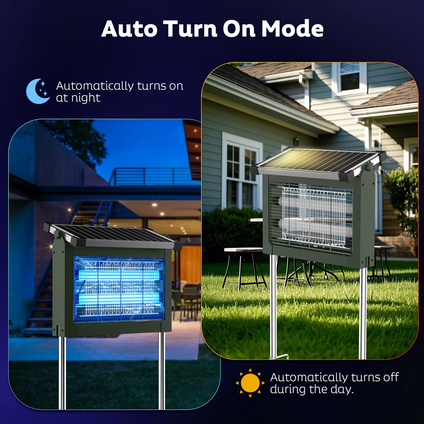OnBeam Solar Bug Zapper Outdoor, Mosquito Zapper Waterproof Electric Fly Zapper Rechargeable Mosquito Killer Lamp with 10W Solar Panel, 4500V Cordless Fly Trap for Backyard, Patio, Garden, RV, Camping