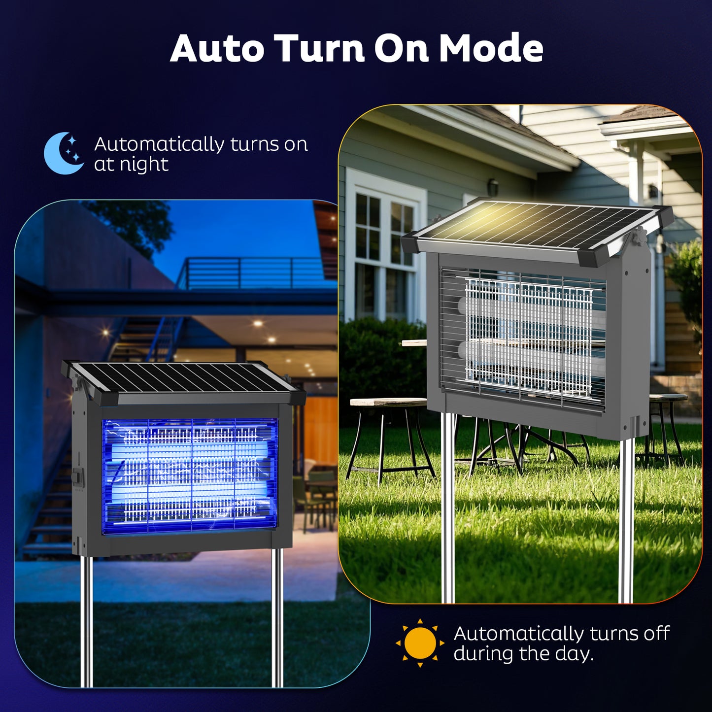 OnBeam Solar Bug Zapper Outdoor, Mosquito Zapper Waterproof Electric Fly Zapper Rechargeable Mosquito Killer Lamp with 10W Solar Panel, 4500V Cordless Fly Trap for Backyard, Patio, Garden, RV, Camping