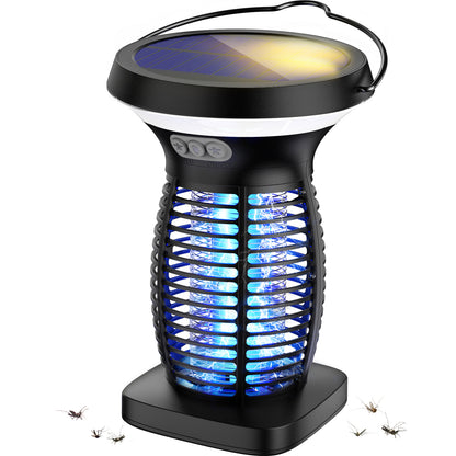 Solar Bug Zapper Outdoor, Mosquito Zapper Outdoor Waterproof Electric Fly Zapper Rechargeable Mosquito Killer with Solar Panel, 4200V Fly Trap Indoor for Home Backyard, Patio, Garden, Camping