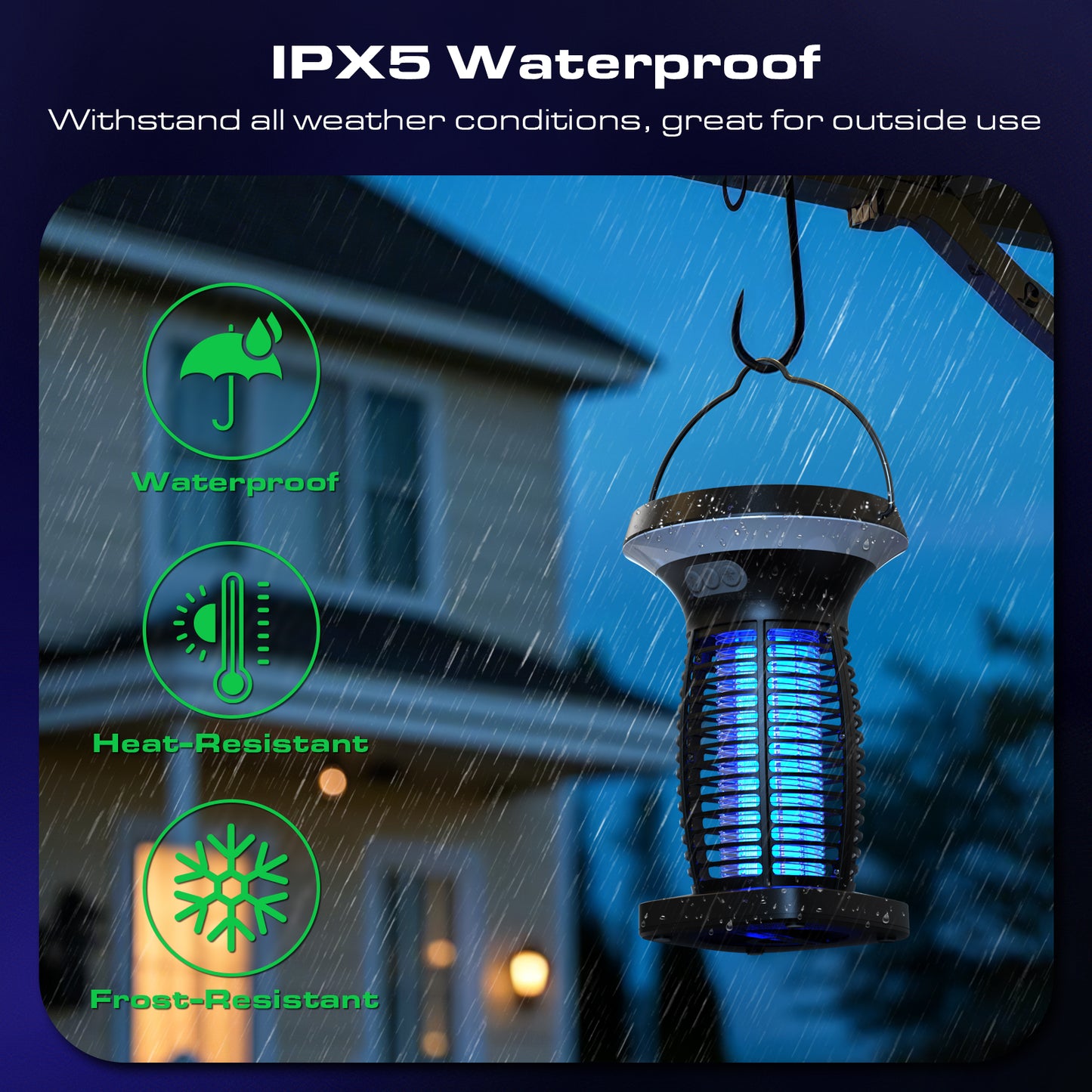 Solar Bug Zapper Outdoor, Mosquito Zapper Outdoor Waterproof Electric Fly Zapper Rechargeable Mosquito Killer with Solar Panel, 4200V Fly Trap Indoor for Home Backyard, Patio, Garden, Camping