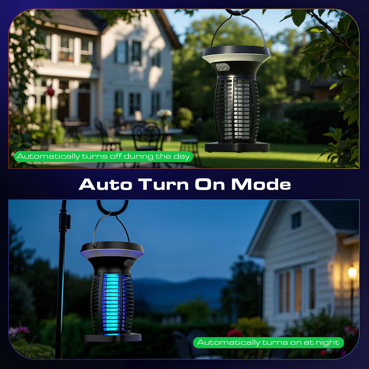 Solar Bug Zapper Outdoor, Mosquito Zapper Outdoor Waterproof Electric Fly Zapper Rechargeable Mosquito Killer with Solar Panel, 4200V Fly Trap Indoor for Home Backyard, Patio, Garden, Camping