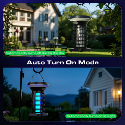 Solar Bug Zapper Outdoor, Mosquito Zapper Outdoor Waterproof Electric Fly Zapper Rechargeable Mosquito Killer with Solar Panel, 4200V Fly Trap Indoor for Home Backyard, Patio, Garden, Camping