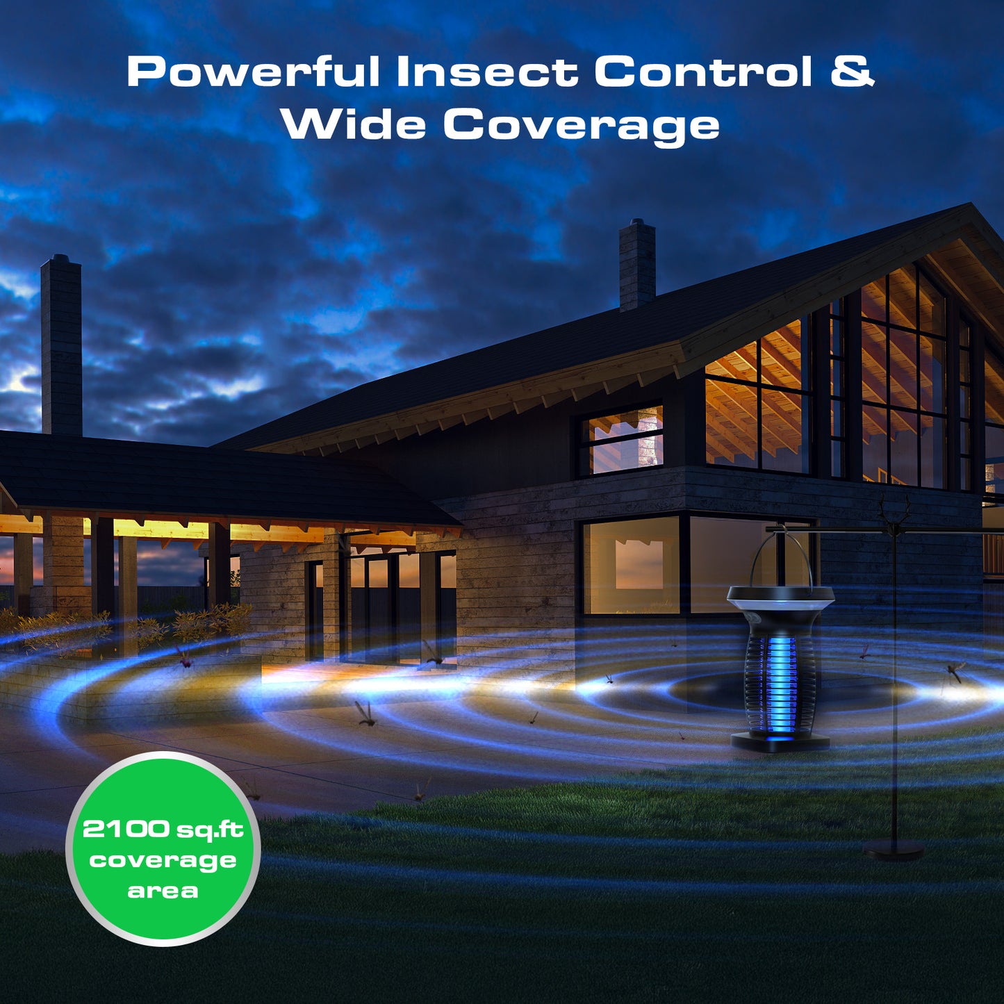 Solar Bug Zapper Outdoor, Mosquito Zapper Outdoor Waterproof Electric Fly Zapper Rechargeable Mosquito Killer with Solar Panel, 4200V Fly Trap Indoor for Home Backyard, Patio, Garden, Camping