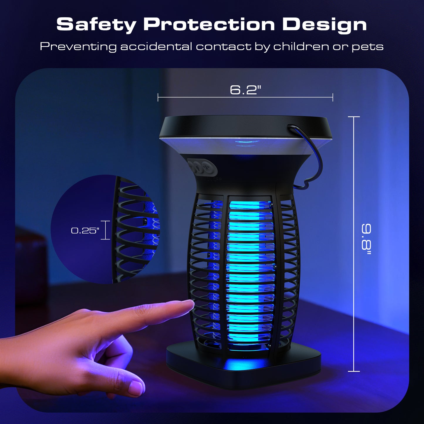 Solar Bug Zapper Outdoor, Mosquito Zapper Outdoor Waterproof Electric Fly Zapper Rechargeable Mosquito Killer with Solar Panel, 4200V Fly Trap Indoor for Home Backyard, Patio, Garden, Camping