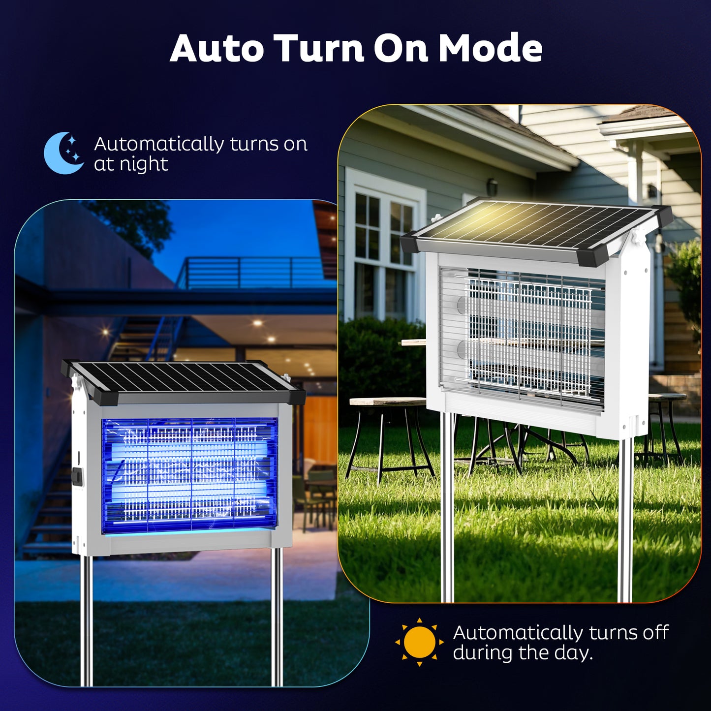 OnBeam Solar Bug Zapper Outdoor, Mosquito Zapper Waterproof Electric Fly Zapper Rechargeable Mosquito Killer Lamp with 10W Solar Panel, 4500V Cordless Fly Trap for Backyard, Patio, Garden, RV, Camping