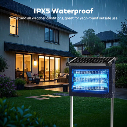 OnBeam Solar Bug Zapper Outdoor, Mosquito Zapper Waterproof Electric Fly Zapper Rechargeable Mosquito Killer Lamp with 10W Solar Panel, 4500V Cordless Fly Trap for Backyard, Patio, Garden, RV, Camping