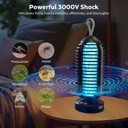 OnBeam Bug Zapper Outdoor, Mosquito Zapper Indoor Electric Fly Zapper Rechargeable Mosquito Killer with Color Changing LED Lights, Auto On/Off, 4000mAh Fly Trap for Home Backyard, Patio, Camping