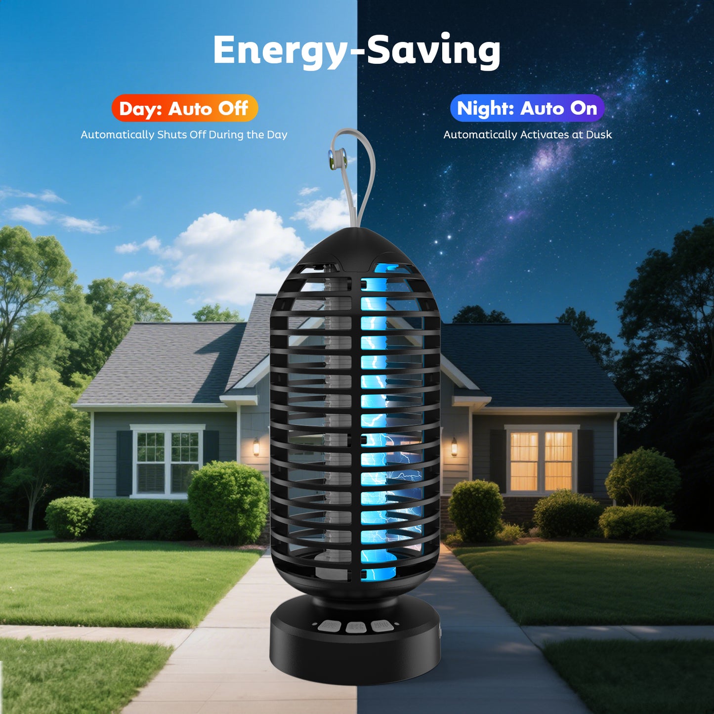 OnBeam Bug Zapper Outdoor, Mosquito Zapper Indoor Electric Fly Zapper Rechargeable Mosquito Killer with Color Changing LED Lights, Auto On/Off, 4000mAh Fly Trap for Home Backyard, Patio, Camping