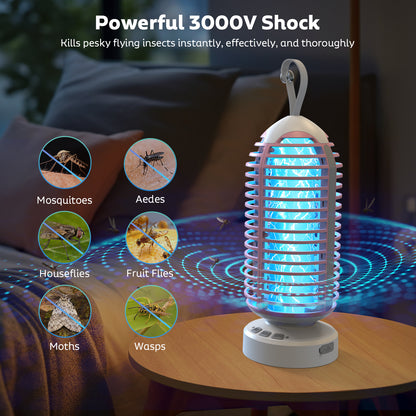 OnBeam Bug Zapper Outdoor, Mosquito Zapper Indoor Electric Fly Zapper Rechargeable Mosquito Killer with Color Changing LED Lights, Auto On/Off, 4000mAh Fly Trap for Home Backyard, Patio, Camping