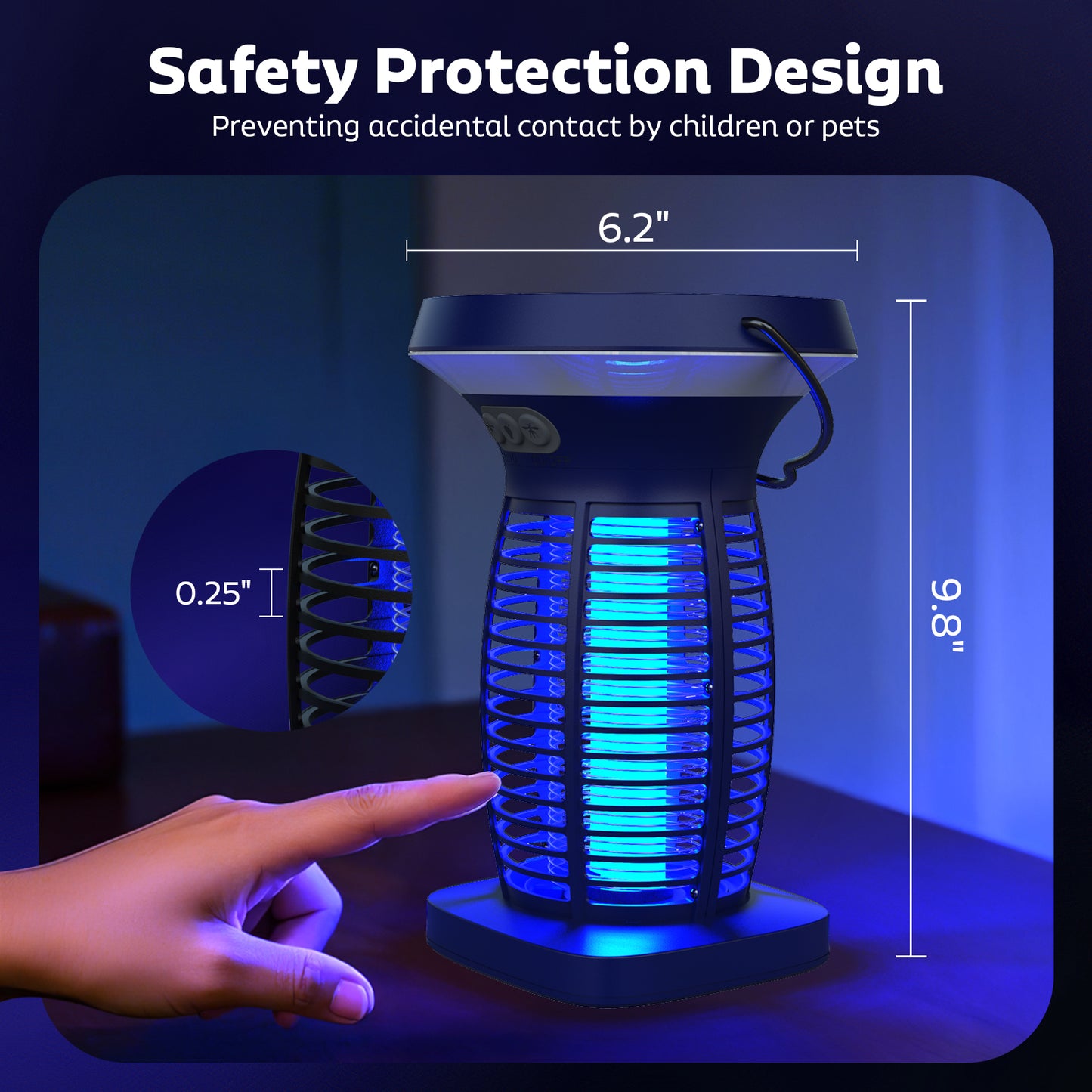 OnBeam Solar Bug Zapper Outdoor, Mosquito Zapper Outdoor Waterproof Electric Fly Zapper Rechargeable Mosquito Killer with Solar Panel, 4200V Fly Trap Indoor for Home Backyard, Patio, Garden, Camping