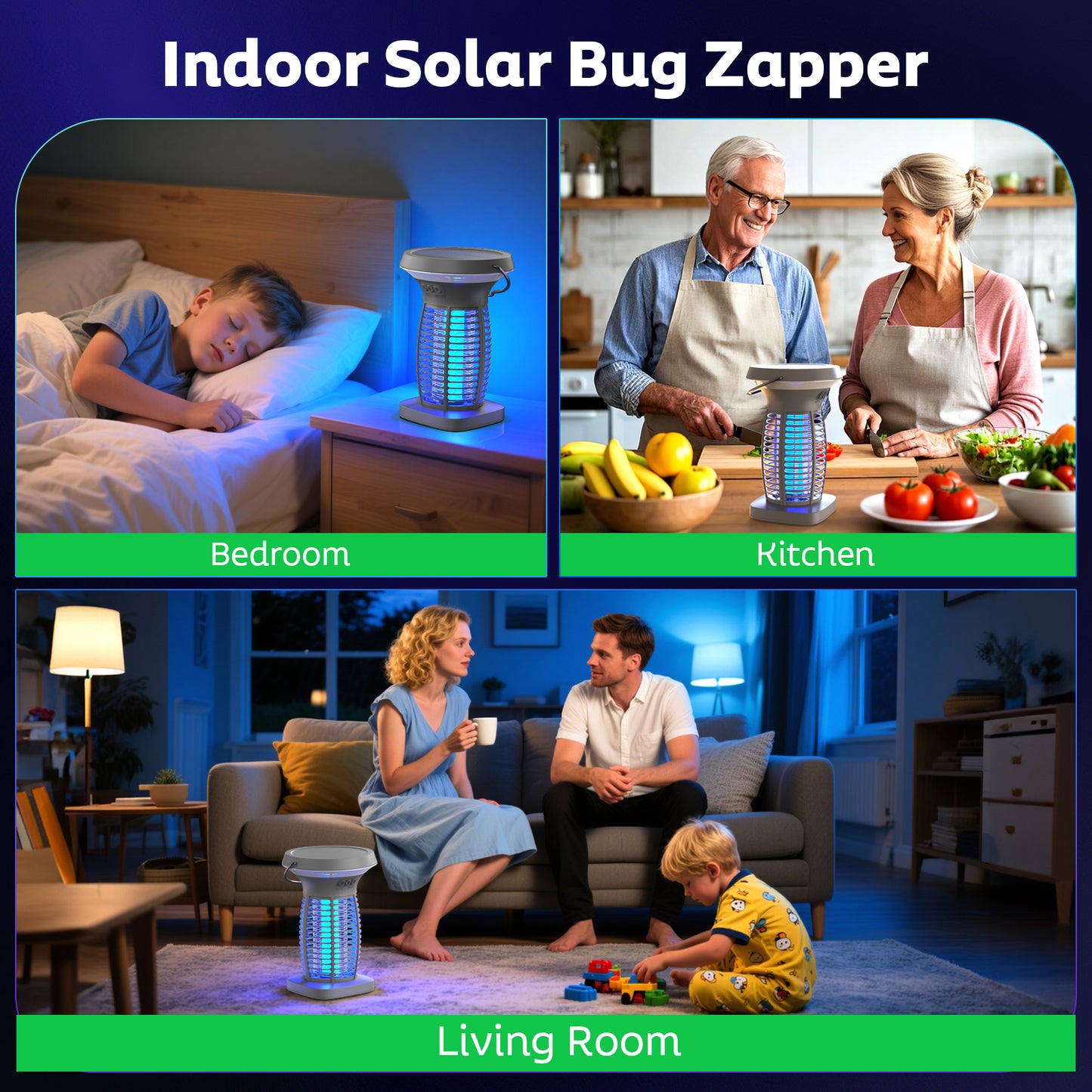 OnBeam Solar Bug Zapper Outdoor, Mosquito Zapper Outdoor Waterproof Electric Fly Zapper Rechargeable Mosquito Killer with Solar Panel, 4200V Fly Trap Indoor for Home Backyard, Patio, Garden, Camping