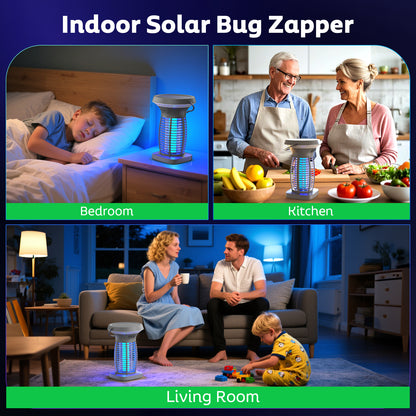 OnBeam Solar Bug Zapper Outdoor, Mosquito Zapper Outdoor Waterproof Electric Fly Zapper Rechargeable Mosquito Killer with Solar Panel, 4200V Fly Trap Indoor for Home Backyard, Patio, Garden, Camping