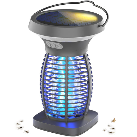 OnBeam Solar Bug Zapper Outdoor, Mosquito Zapper Outdoor Waterproof Electric Fly Zapper Rechargeable Mosquito Killer with Solar Panel, 4200V Fly Trap Indoor for Home Backyard, Patio, Garden, Camping