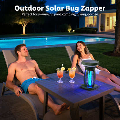 OnBeam Solar Bug Zapper Outdoor, Mosquito Zapper Outdoor Waterproof Electric Fly Zapper Rechargeable Mosquito Killer with Solar Panel, 4200V Fly Trap Indoor for Home Backyard, Patio, Garden, Camping