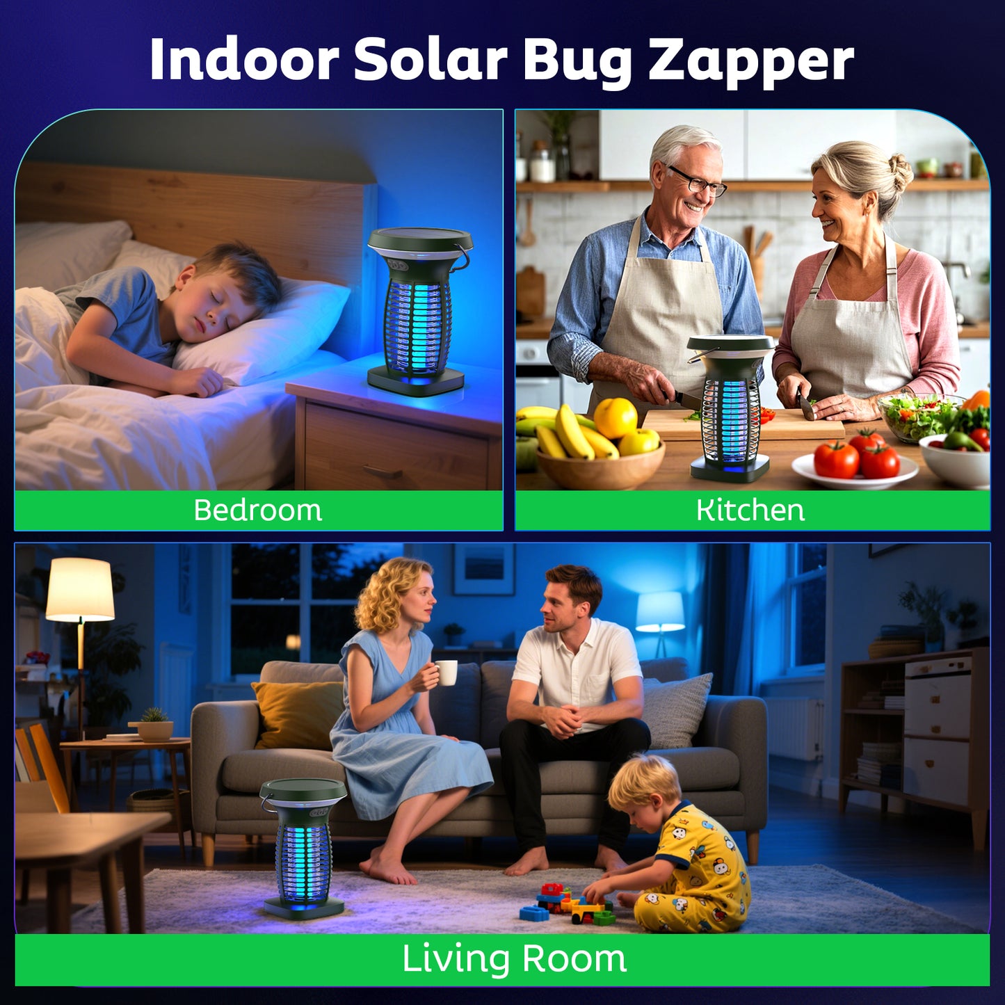 OnBeam Solar Bug Zapper Outdoor, Mosquito Zapper Outdoor Waterproof Electric Fly Zapper Rechargeable Mosquito Killer with Solar Panel, 4200V Fly Trap Indoor for Home Backyard, Patio, Garden, Camping