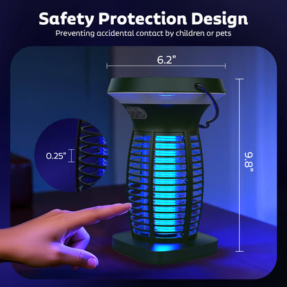 OnBeam Solar Bug Zapper Outdoor, Mosquito Zapper Outdoor Waterproof Electric Fly Zapper Rechargeable Mosquito Killer with Solar Panel, 4200V Fly Trap Indoor for Home Backyard, Patio, Garden, Camping