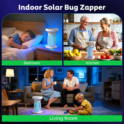 Solar Bug Zapper Outdoor, Mosquito Zapper Outdoor Waterproof Electric Fly Zapper Rechargeable Mosquito Killer with Solar Panel, 4200V Fly Trap Indoor for Home Backyard, Patio, Garden, Camping