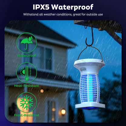 Solar Bug Zapper Outdoor, Mosquito Zapper Outdoor Waterproof Electric Fly Zapper Rechargeable Mosquito Killer with Solar Panel, 4200V Fly Trap Indoor for Home Backyard, Patio, Garden, Camping