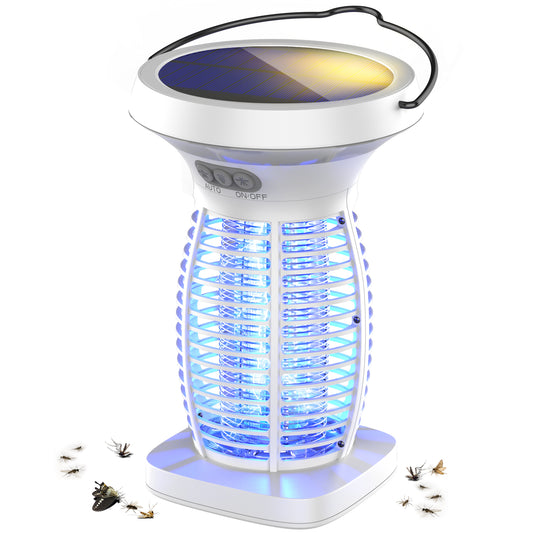 Solar Bug Zapper Outdoor, Mosquito Zapper Outdoor Waterproof Electric Fly Zapper Rechargeable Mosquito Killer with Solar Panel, 4200V Fly Trap Indoor for Home Backyard, Patio, Garden, Camping