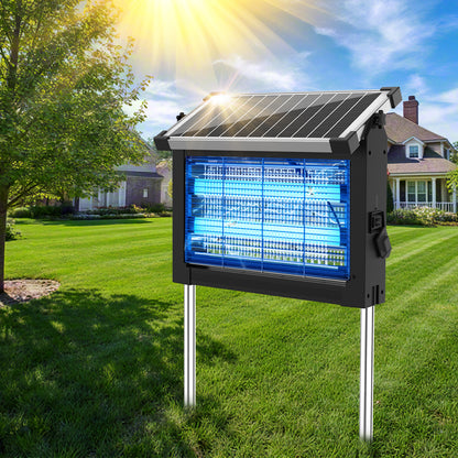 OnBeam Solar Bug Zapper Outdoor, Mosquito Zapper Waterproof Electric Fly Zapper Rechargeable Mosquito Killer Lamp with 10W Solar Panel, 4500V Cordless Fly Trap for Backyard, Patio, Garden, RV, Camping