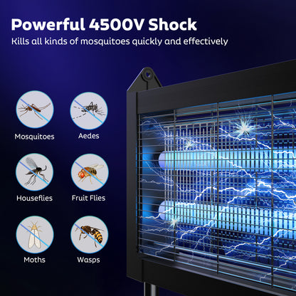 OnBeam Solar Bug Zapper Outdoor, Mosquito Zapper Waterproof Electric Fly Zapper Rechargeable Mosquito Killer Lamp with 10W Solar Panel, 4500V Cordless Fly Trap for Backyard, Patio, Garden, RV, Camping