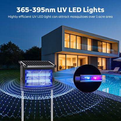 OnBeam Solar Bug Zapper Outdoor, Mosquito Zapper Waterproof Electric Fly Zapper Rechargeable Mosquito Killer Lamp with 10W Solar Panel, 4500V Cordless Fly Trap for Backyard, Patio, Garden, RV, Camping
