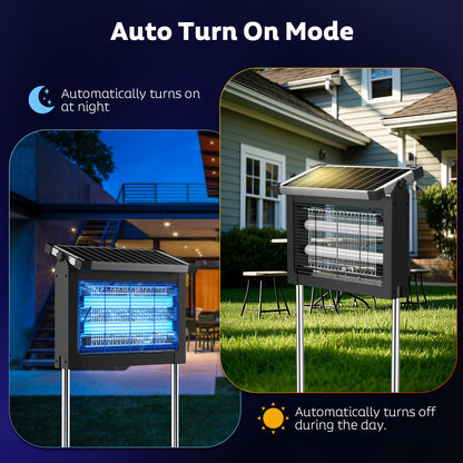 OnBeam Solar Bug Zapper Outdoor, Mosquito Zapper Waterproof Electric Fly Zapper Rechargeable Mosquito Killer Lamp with 10W Solar Panel, 4500V Cordless Fly Trap for Backyard, Patio, Garden, RV, Camping